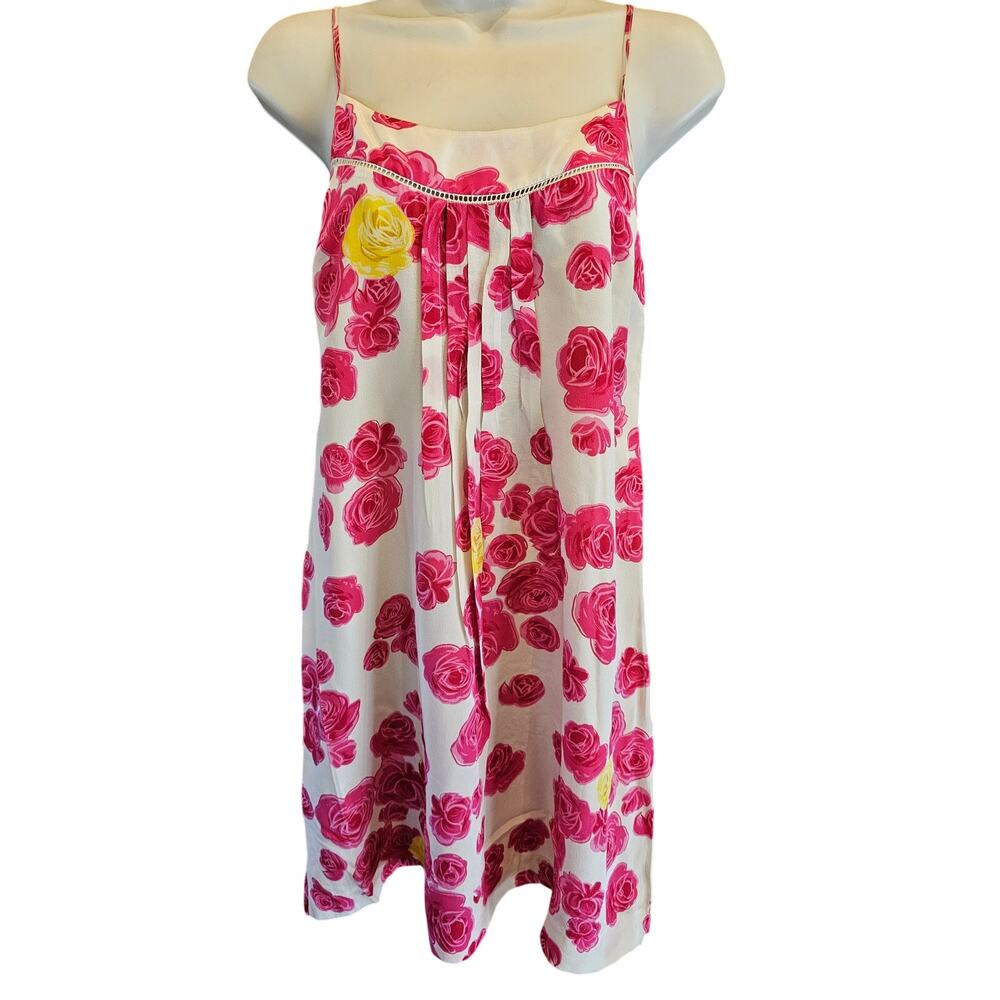 Atypical Situation Dress Roses Mouline Soeurs sz 0 XS 100% silk summer flirty
